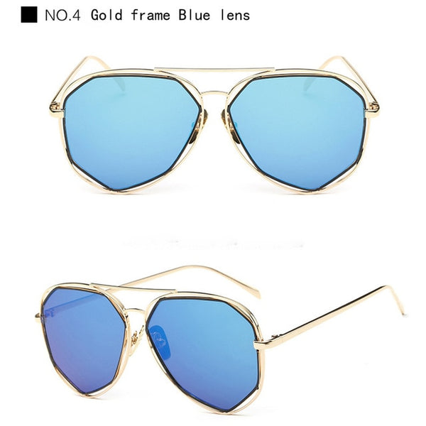 New Metal Frame Women Sunglasses Flat Lens