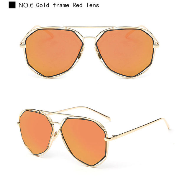 New Metal Frame Women Sunglasses Flat Lens