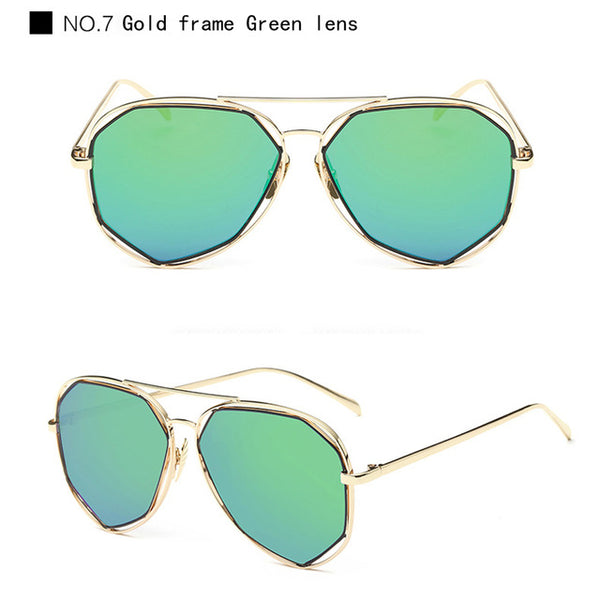 New Metal Frame Women Sunglasses Flat Lens