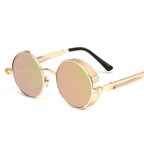 2019 New Gothic Steampunk Sunglasses Men Metal Round