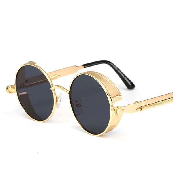 2019 New Gothic Steampunk Sunglasses Men Metal Round