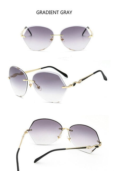 Rimless Sunglasses Women Frameless Metal UV400