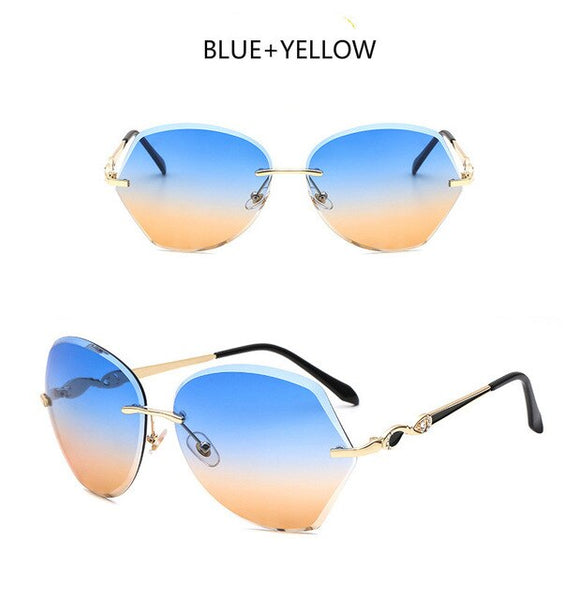 Rimless Sunglasses Women Frameless Metal UV400